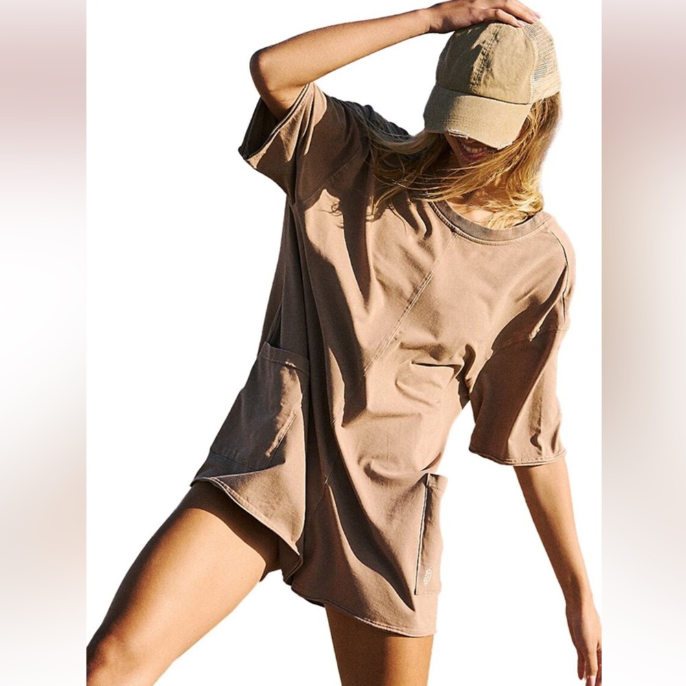 FP Movement Hot Shot Tee Romper in Mocha Latte Retail $60 NWT